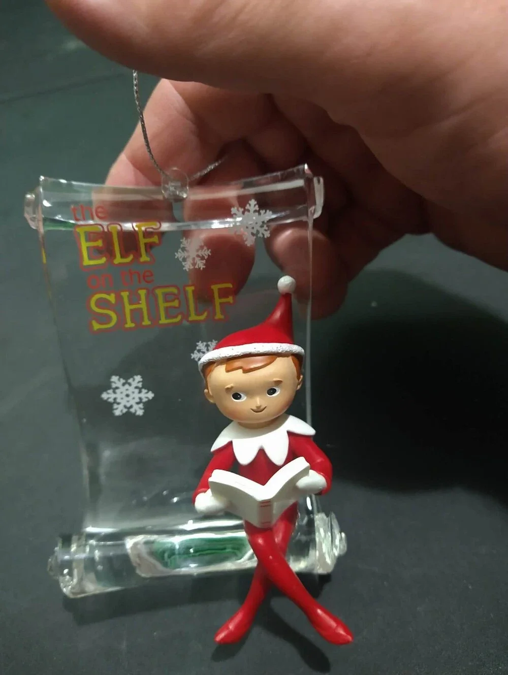 Elf on the Shelf Christmas Ornament Clear Scroll Snowflake Design Holiday Decor